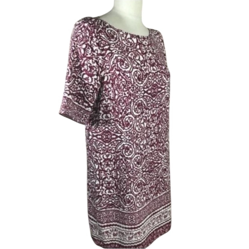 Skies Are Blue Paisley Print Shift Dress Red Cream Medium